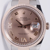 ROLEX 2019 DATEJUST TWO TONE STEEL & ROSE GOLD, PINK ROMAN DIAMOND 6,9 DIAL 126231