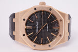 AUDEMARS PIGUET 41mm ROSE GOLD ROYAL OAK BLACK DIAL MINT BOX & PAPERS 15400OR