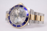 ROLEX TWO TONE SUBMARINER 16613 SLATE DIAMOND & SAPPHIRE SERTI DIAL