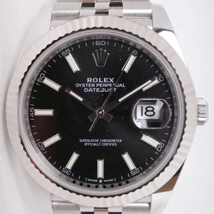 ROLEX NEW 2022 DATEJUST 41 BLACK DIAL FLUTED BEZEL JUBILEE BRACELET 126334 BOX PAPERS $12,500