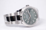 ROLEX NEW DATEJUST 36 MINT GREEN DIAL WHITE GOLD FLUTED BEZEL OYSTER BRACELET 126234 BOX & PAPERS