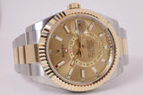 ROLEX NEW 2022 TWO TONE SKY DWELLER CHAMPAGNE DIAL BOX & PAPERS 326933