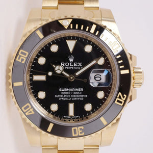 ROLEX NEW YELLOW GOLD SUBMARINER BLACK BOX & PAPERS 116618