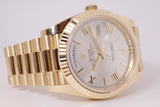 ROLEX BRAND NEW YELLOW GOLD DAY-DATE 40 SILVER DIAL BOX & PAPERS 228238