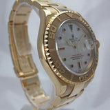 ROLEX 16628 18K YELLOW YACHTMASTER MOTHER OF PEARL & RUBY DIAL