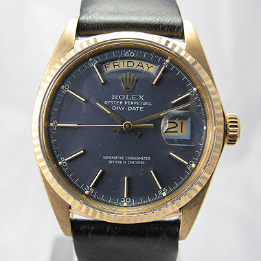 ROLEX 18K GOLD DAY-DATE PRESIDENT NAVY BLUE DIAL 1803