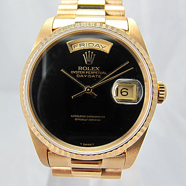 ROLEX BLACK ONYX DAY-DATE PRESIDENT 18238 (AVAILABLE BY ORDER)