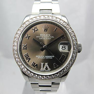 ROLEX MIDSIZE DATEJUST WITH DIAMOND BEZEL AND DIAMOND VI 178384