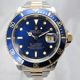 ROLEX TWO TONE 18K & STAINLESS STEEL SUBMARINER BLUE 16613